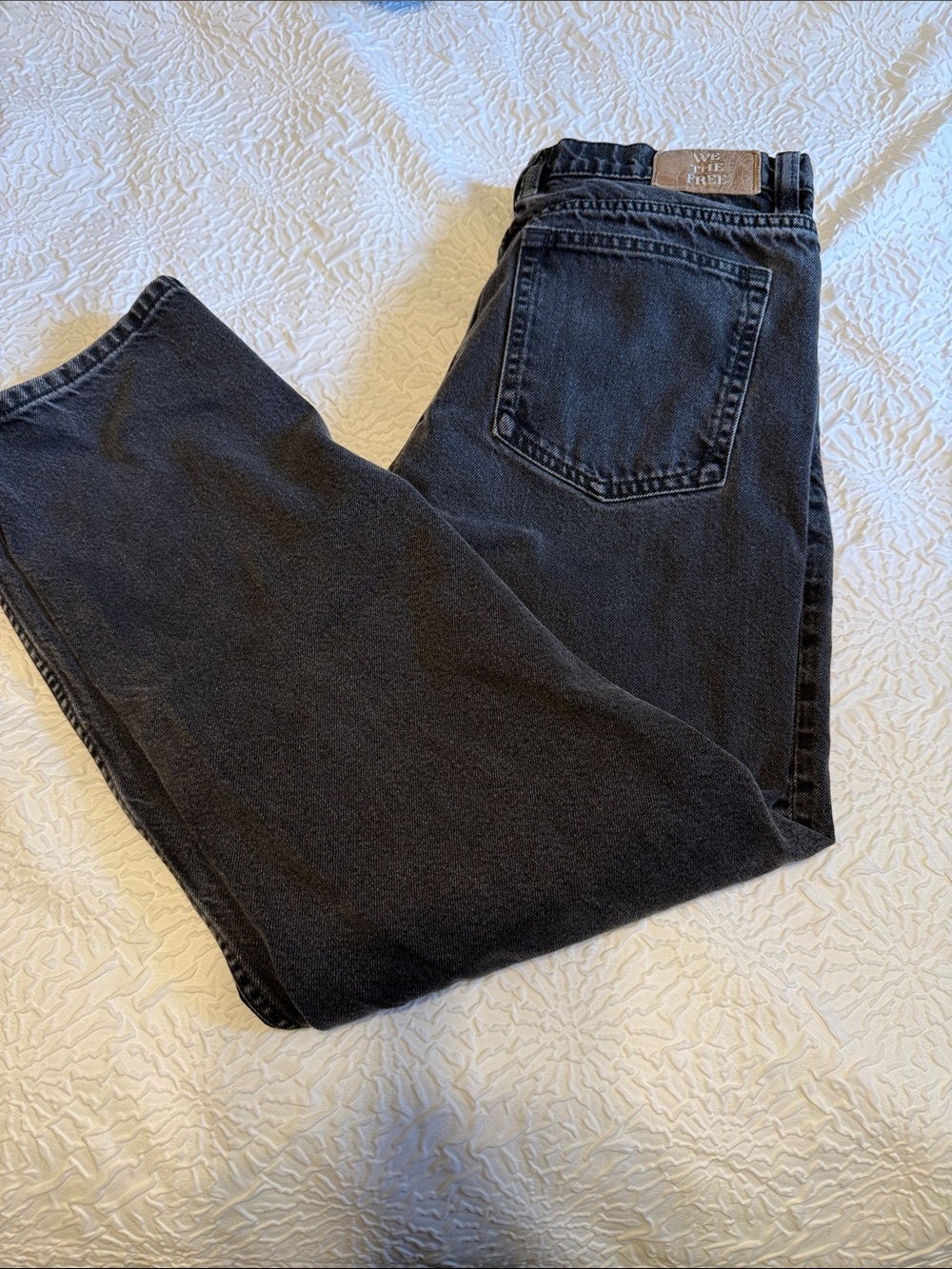 Free People A New Day Mid Rise Straight Leg Black Denim Jeans Size 30